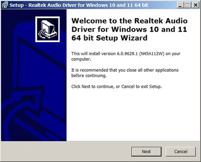 Realtek High Definition Audio drivers version 6.0.9629.1 WHQL