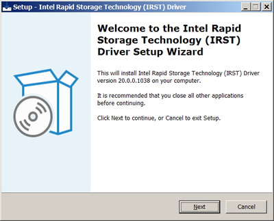 Intel RST VMD Controller drivers version 20.0.0.1038 WHQL