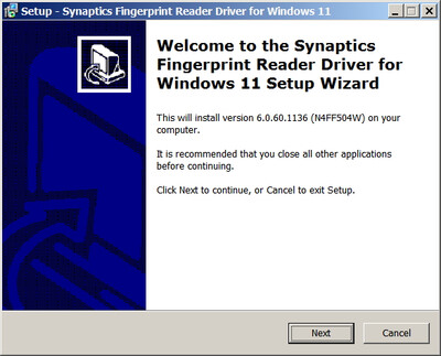 Synaptics Fingerprint Sensor drivers 6.0.60.1136