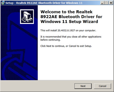 Realtek RTL8922AE Bluetooth Adapter drivers 20.4032.0.1927