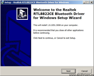 Realtek RTL8822CE Bluetooth 4.0 Adapter drivers 1.9.1051.3008