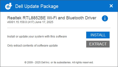 Realtek RTL8852BE PCI-E Wireless Lan drivers 6001.15.159.0