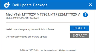 MediaTek Wi-Fi 7 MT7925 Wireless Lan Adapter drivers 5.5.0.3498