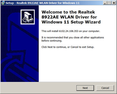 Realtek RTL8922AE PCI-E Wireless Lan drivers 6102.24.108.353