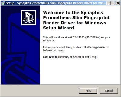 Synaptics Fingerprint Sensor drivers 6.0.62.1136