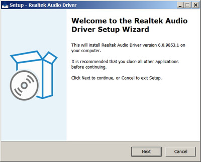 Realtek High Definition Audio drivers version 6.0.9853.1 WHQL