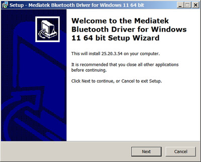 MediaTek MT7927 Bluetooth Adapter drivers version 25.020.3.0054