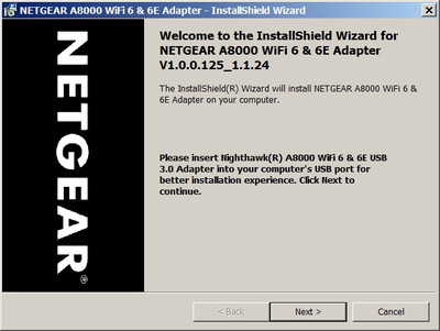 Mediatek / Netgear A8000 WiFi 6E Adapter drivers 1.0.00.125